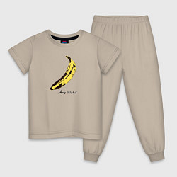 Пижама хлопковая детская Банан, Энди Уорхол, цвет: миндальный
