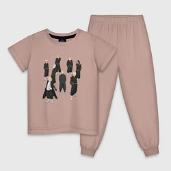 Пижама хлопковая детская БАНДА ТОКИЙСКИХ МСТИТЕЛЕЙ, цвет: пыльно-розовый