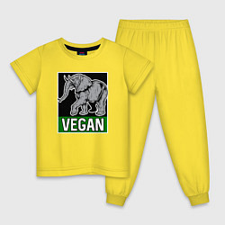 Пижама хлопковая детская Vegan elephant, цвет: желтый