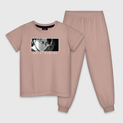 Пижама хлопковая детская ЛЕВИ АККЕРМАН МАНГА, цвет: пыльно-розовый