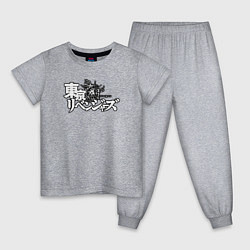 Пижама хлопковая детская Токийские мстители, лого, цвет: меланж