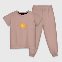Пижама хлопковая детская Солнце, цвет: пыльно-розовый