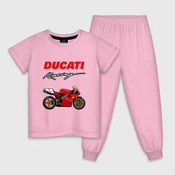 Пижама хлопковая детская DUCATI ДУКАТИ MOTOSPORT, цвет: светло-розовый
