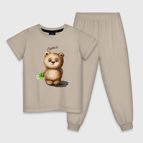 Детская пижама Медведь / Миндальный – фото 1