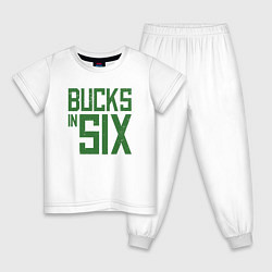 Пижама хлопковая детская Bucks In Six, цвет: белый