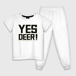 Пижама хлопковая детская Yes Deer!, цвет: белый