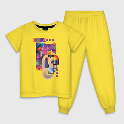 Пижама хлопковая детская Музыка, цвет: желтый