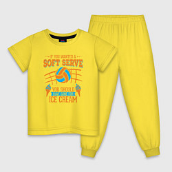 Пижама хлопковая детская Volley - Soft Serve, цвет: желтый