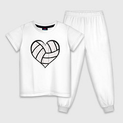 Пижама хлопковая детская Сердце Волейбола, цвет: белый