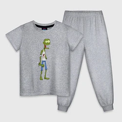 Пижама хлопковая детская Зомби, цвет: меланж