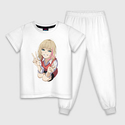 Пижама хлопковая детская Рика Каваи Kawai Rika, цвет: белый