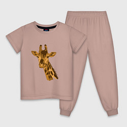 Пижама хлопковая детская Жираф Жора, цвет: пыльно-розовый