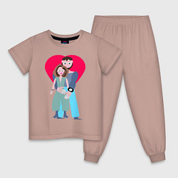 Пижама хлопковая детская Пара, цвет: пыльно-розовый