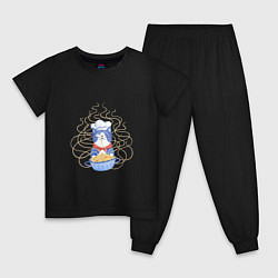 Пижама хлопковая детская Котик-повар, цвет: черный