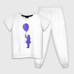 Пижама хлопковая детская Девочка с шариком, цвет: белый