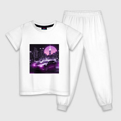 Пижама хлопковая детская Neon Citroen, цвет: белый