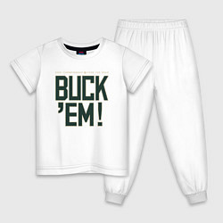 Пижама хлопковая детская Buck Em, цвет: белый