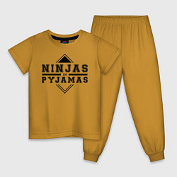 Пижама хлопковая детская Ninjas In Pyjamas, цвет: горчичный