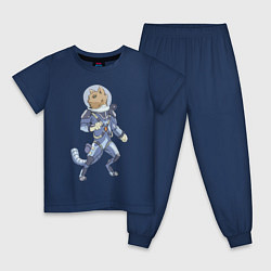 Пижама хлопковая детская Рыжий космонавт, цвет: тёмно-синий