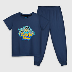 Пижама хлопковая детская Отряд Сквиртлов, цвет: тёмно-синий