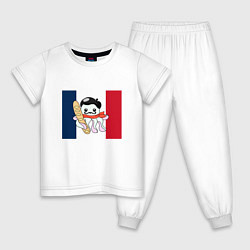 Пижама хлопковая детская Осьминог француз, цвет: белый