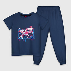 Пижама хлопковая детская Майнкрафт дракон края, цвет: тёмно-синий