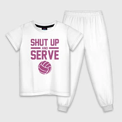 Пижама хлопковая детская Shut Up And Serve, цвет: белый