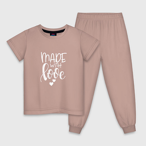 Детская пижама Надпись - Сделано с любовью / Пыльно-розовый – фото 1