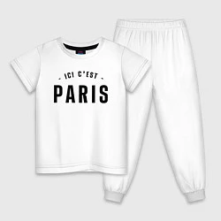 Пижама хлопковая детская ICI CEST PARIS МЕССИ, цвет: белый