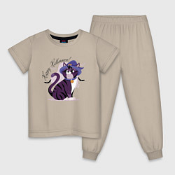 Пижама хлопковая детская Beauty cat & bat, цвет: миндальный