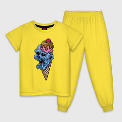 Пижама хлопковая детская Horror ice cream, цвет: желтый