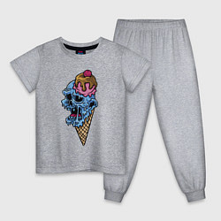 Пижама хлопковая детская Horror ice cream, цвет: меланж