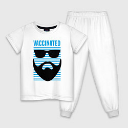 Пижама хлопковая детская Vaccinated, цвет: белый
