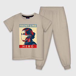 Пижама хлопковая детская Front-Line Hero, цвет: миндальный