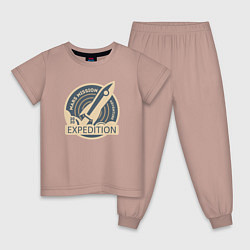 Пижама хлопковая детская На Марс - 2030, цвет: пыльно-розовый