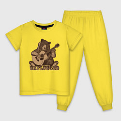 Пижама хлопковая детская Медведь играет на гитаре, цвет: желтый