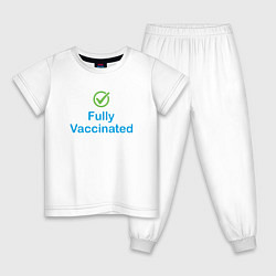 Пижама хлопковая детская Полная вакцинация, цвет: белый