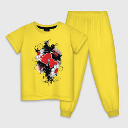 Пижама хлопковая детская Сердца и ромашки, цвет: желтый
