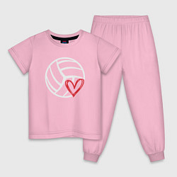 Пижама хлопковая детская Love Volleyball, цвет: светло-розовый