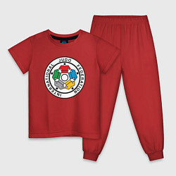 Пижама хлопковая детская Judo Federation, цвет: красный