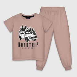 Пижама хлопковая детская Niva roadtrip, цвет: пыльно-розовый