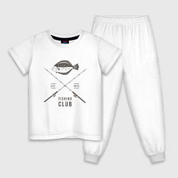 Пижама хлопковая детская Рыбаловный клуб, цвет: белый