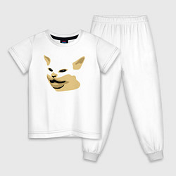 Пижама хлопковая детская Кот Смадж Мем, цвет: белый