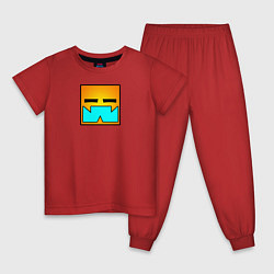 Пижама хлопковая детская Geometry Dash КВАДРАТ, цвет: красный