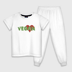Пижама хлопковая детская Vegan Love, цвет: белый