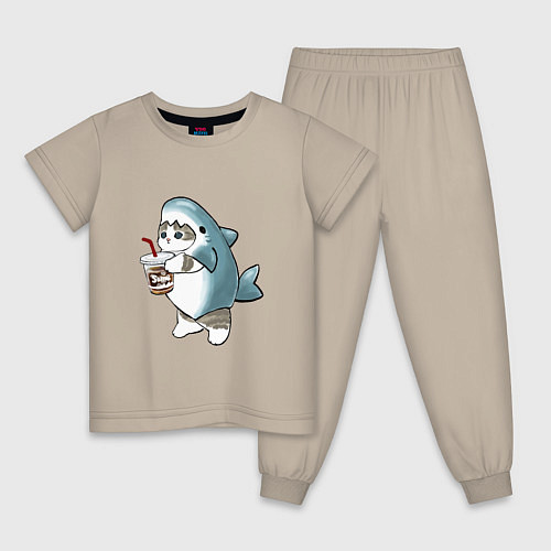 Детская пижама Котоакула / Миндальный – фото 1