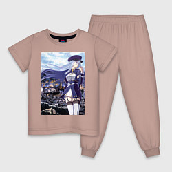 Пижама хлопковая детская 86 EIGHTY SIX, цвет: пыльно-розовый