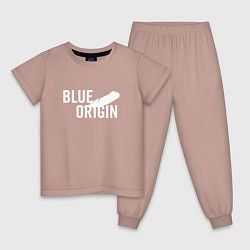 Пижама хлопковая детская Blue Origin logo перо, цвет: пыльно-розовый