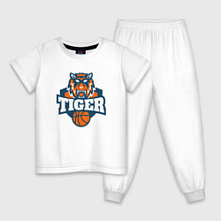 Пижама хлопковая детская Tiger Basketball, цвет: белый