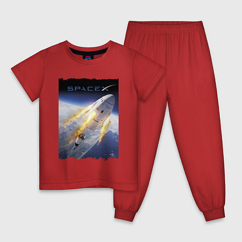 Детская пижама Путешествие к звёздам, Space X / Красный – фото 1